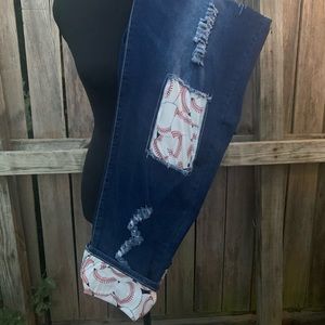 L&B baseball patch jeans